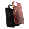 Elegant Red with Gold Veins Tough Phone Case