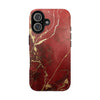 Elegant Red with Gold Veins Tough Phone Case