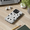 Trendy Tough Phone Case with Black Polka Dots