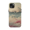 Mountain Blossom Tough Phone Case - Durable Phone Protector with Cherry Blossom and Scenic Design