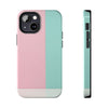 Stylish Tough Phone Case - Pastel Pink and Mint Design