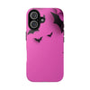 Halloween Bat Pattern Tough Phone Case - Pink Spooky Protection