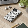 Trendy Tough Phone Case with Black Polka Dots