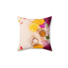 Floral Tea Square Pillow - Vibrant Botanical Design for Cozy Spaces