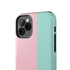 Stylish Tough Phone Case - Pastel Pink and Mint Design