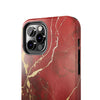 Elegant Red with Gold Veins Tough Phone Case