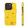 Cheerful Cheese Pattern Tough Phone Case - Vibrant Yellow with Orange Dots