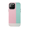 Stylish Tough Phone Case - Pastel Pink and Mint Design