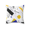 Modern Geometric Decorative Pillow - Abstract Design in Black, Yellow, and Blue