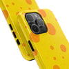 Cheerful Cheese Pattern Tough Phone Case - Vibrant Yellow with Orange Dots