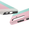 Stylish Tough Phone Case - Pastel Pink and Mint Design