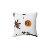 Festive Spun Polyester Square Pillow with Winter Citrus Design