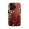 Elegant Red with Gold Veins Tough Phone Case