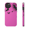 Halloween Bat Pattern Tough Phone Case - Pink Spooky Protection