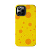 Cheerful Cheese Pattern Tough Phone Case - Vibrant Yellow with Orange Dots