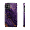 Elegant Purple Marble Tough Phone Case with Gold Accents