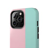 Stylish Tough Phone Case - Pastel Pink and Mint Design