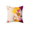 Floral Tea Square Pillow - Vibrant Botanical Design for Cozy Spaces