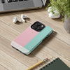 Stylish Tough Phone Case - Pastel Pink and Mint Design