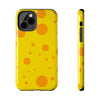 Cheerful Cheese Pattern Tough Phone Case - Vibrant Yellow with Orange Dots