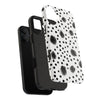 Trendy Tough Phone Case with Black Polka Dots