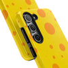 Cheerful Cheese Pattern Tough Phone Case - Vibrant Yellow with Orange Dots