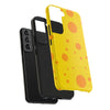 Cheerful Cheese Pattern Tough Phone Case - Vibrant Yellow with Orange Dots