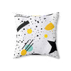 Modern Geometric Decorative Pillow - Abstract Design in Black, Yellow, and Blue