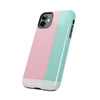 Stylish Tough Phone Case - Pastel Pink and Mint Design