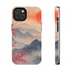 Elegant Cherry Blossom Phone Case - Tough Protection with Scenic Mountain Design