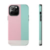 Stylish Tough Phone Case - Pastel Pink and Mint Design