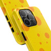 Cheerful Cheese Pattern Tough Phone Case - Vibrant Yellow with Orange Dots