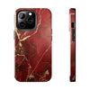 Elegant Red with Gold Veins Tough Phone Case