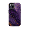 Elegant Purple Marble Tough Phone Case with Gold Accents