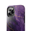 Elegant Purple Marble Tough Phone Case with Gold Accents