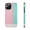 Stylish Tough Phone Case - Pastel Pink and Mint Design