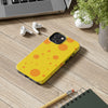 Cheerful Cheese Pattern Tough Phone Case - Vibrant Yellow with Orange Dots