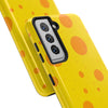 Cheerful Cheese Pattern Tough Phone Case - Vibrant Yellow with Orange Dots